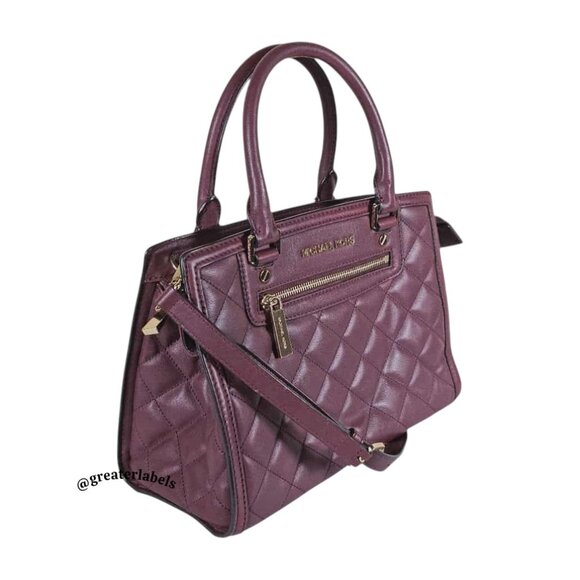 Michael Kors Burgundy Quilted Leather Medium Selma Satchel w/Crossbody Strap - Picture 3 of 15
